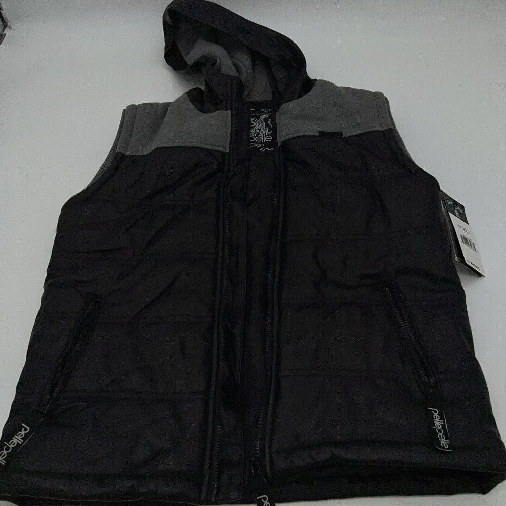 Pelle Pelle Faux Leather Hooded Vest NWT Large Kids 14/16